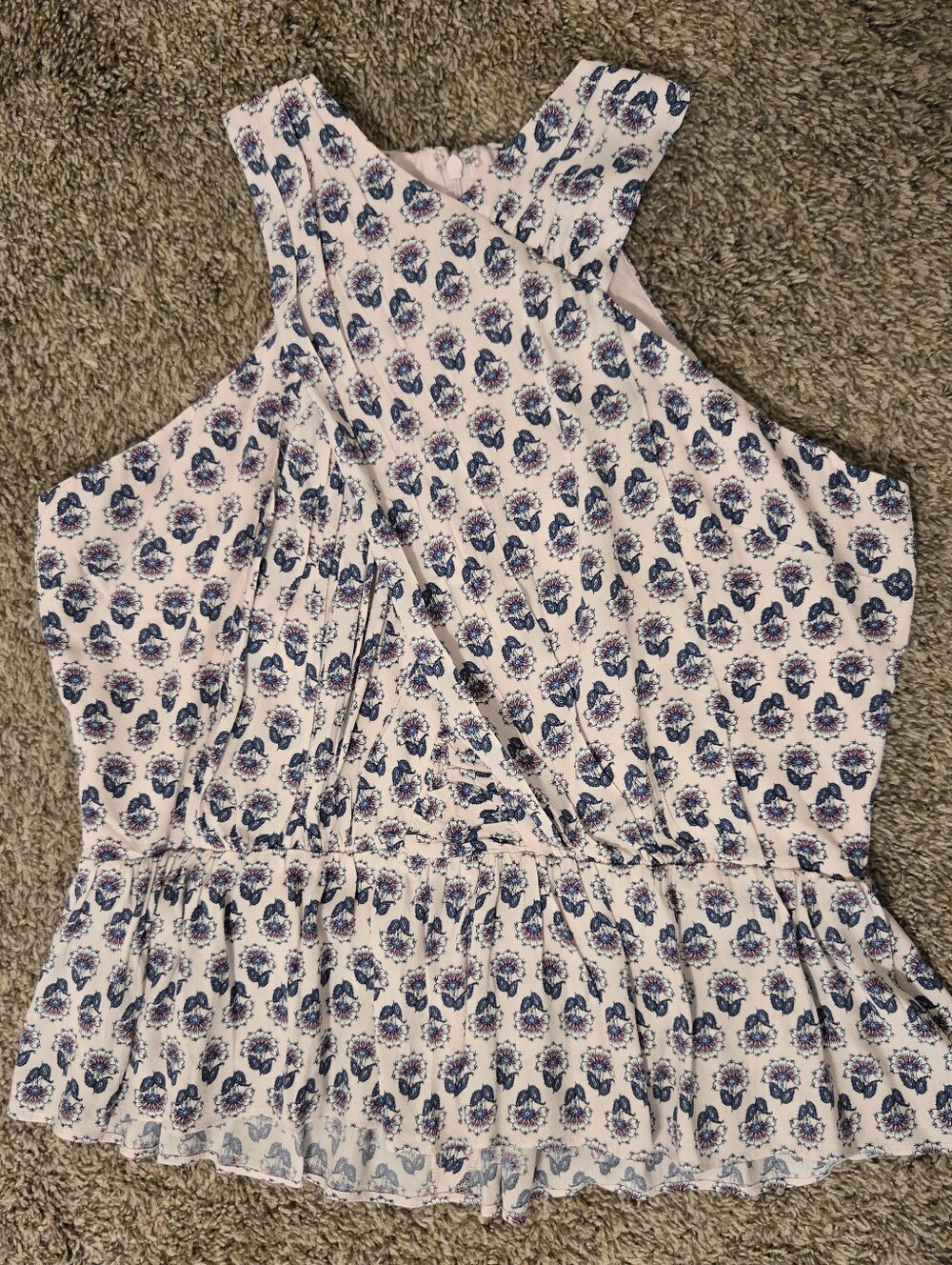 Loft Peplum Pink Floral Cross-Back Tank